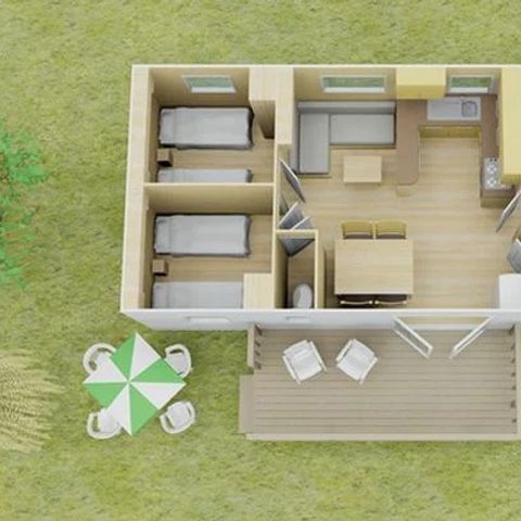 BUNGALOW 8 personnes - Mobil-home | Classic | 3 Ch. | 6/8 Pers. | Terrasse surélévée non couverte