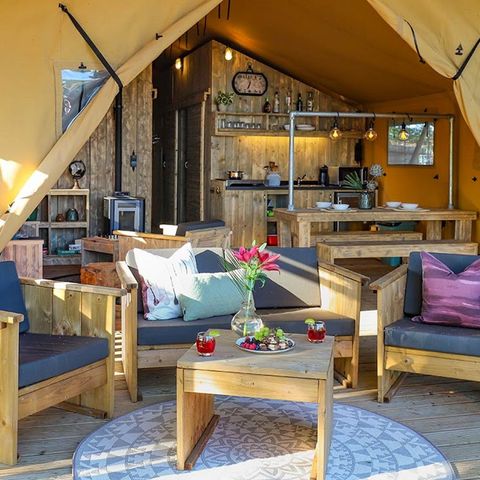 TENTE TOILE ET BOIS 8 personnes - Tente safari Premium