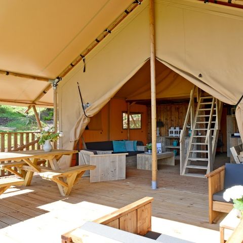 TENTE TOILE ET BOIS 6 personnes - Famille Spotty Lodge