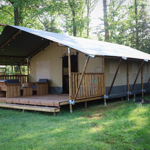 Tente en toile et en bois 6 personnes - Safari lodge 6 pers