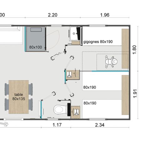 BUNGALOW 6 personnes - Supérieur 3 chambres