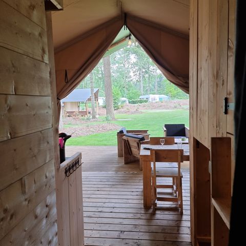 TENTE TOILE ET BOIS 6 personnes - y compris les installations sanitaires