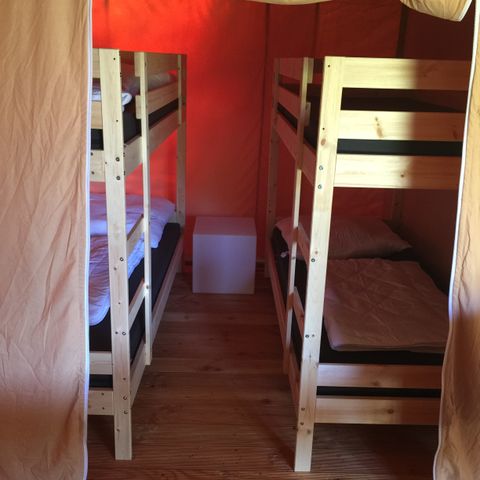 TENTE TOILE ET BOIS 6 personnes -  avec sanitaires privés