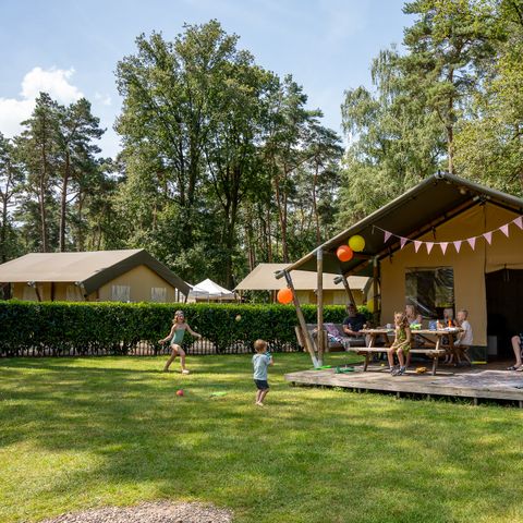 TENTE TOILE ET BOIS 6 personnes - y compris les installations sanitaires