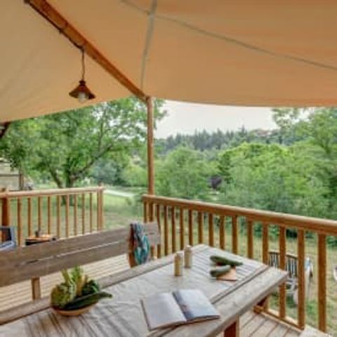 Tente en toile et en bois 5 personnes - Lodge Jungle 5p 2ch ***