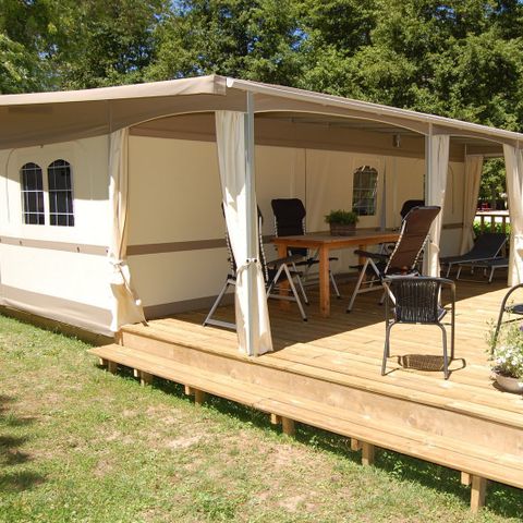 Tente en toile et en bois 8 personnes - Tente Glamping Cahors