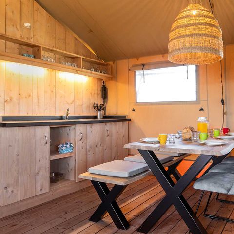 Tente en toile et en bois 6 personnes - Joueur de flûte