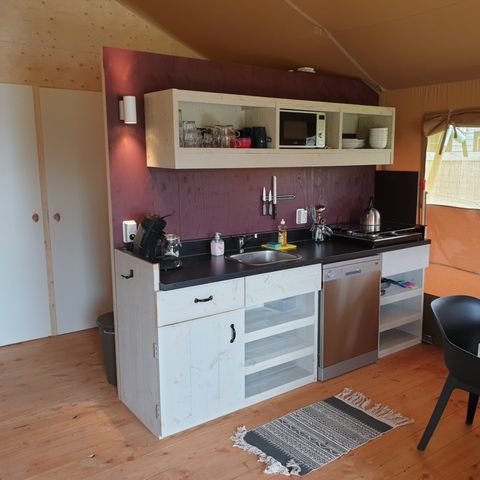 TENTE TOILE ET BOIS 6 personnes - XL avec toilettes