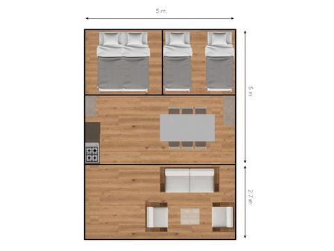 Tente en toile et en bois 6 personnes - Tentes safari - Sans sanitaires