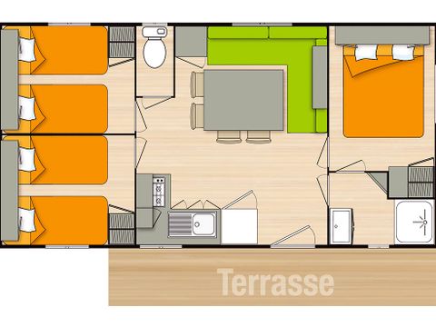 Mobilhome 8 personnes - Confort 4 Pièces 6/8 personnes Climatisé + TV
