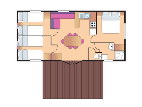 BUNGALOW 6 personnes - CLASSIQUE 3 chambres - TV