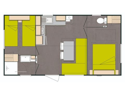 BUNGALOW 5 personnes - Confort TV 2ch-TV-plancha-terrasse couverte- 26m² | CONFORT