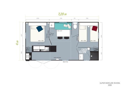 BUNGALOW 5 personnes - Family 2ch-CLIM-terrasse XXL couverte-TV-LV-plancha-28m² | PREMIUM