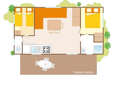 BUNGALOW 6 personnes - Classic XL | 2 Ch. | 4/6 Pers. | Terrasse surélevée