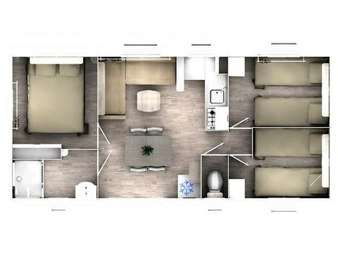 BUNGALOW 7 personnes - CONFORT - 3 chambres avec climatisation +TV 