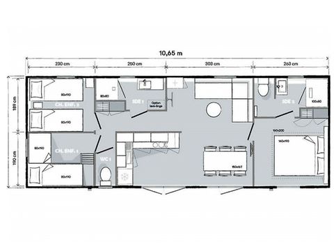 BUNGALOW 7 personnes - PREMIUM - 3 chambres avec climatisation +TV+ Plancha à gaz + 2 SDB 