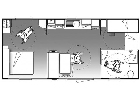 BUNGALOW 6 personnes - CONFORT adapté pour personne à mobilité réduite - 2 chambres avec climatisation + TV