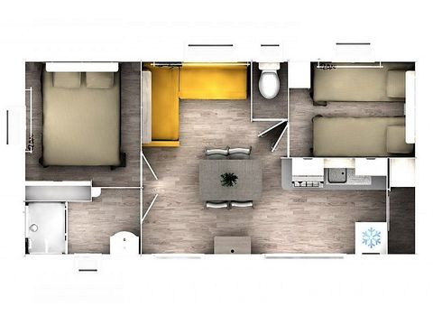 BUNGALOW 4 personnes - CLASSIQUE - 2 chambres avec climatisation 