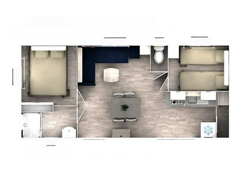 BUNGALOW 5 personnes - CONFORT - 2 chambres avec climatisation + TV