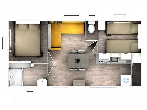 BUNGALOW 4 personnes - CLASSIQUE - 2 chambres avec climatisation 