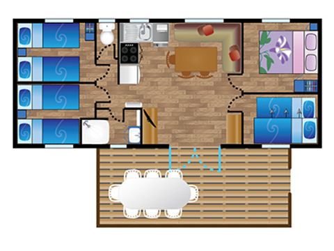 BUNGALOW 8 personnes - Mobile-home LARRUN**** 8 personnes