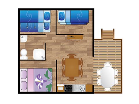TENTE TOILE ET BOIS 6 personnes - Lodge ULIA 6 personnes