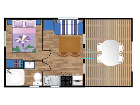 BUNGALOW 2 personnes - Mobile-home EREBY**** 2 personnes