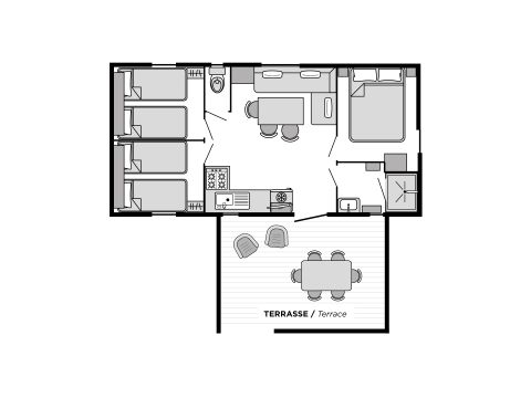 BUNGALOW 6 personnes - 3 chambres - CLIM - TV - LV