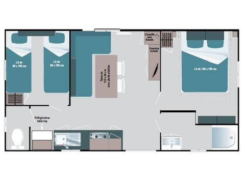 BUNGALOW 4 personnes - 2 chambres + climatisation