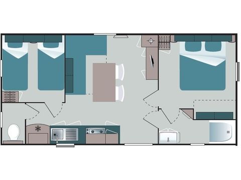 BUNGALOW 6 personnes - 2 chambres et convertible salon + climatisation