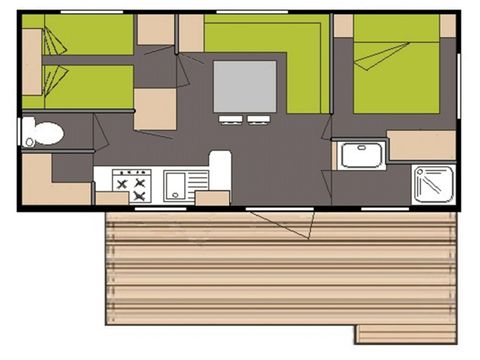 BUNGALOW 4 personnes - Mobil-Home Classique 2 Chambres 4 Personnes Clim 2017