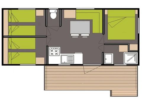 BUNGALOW 6 personnes - Mobil-Home Classique 3 chambres 6 personnes Dimanche