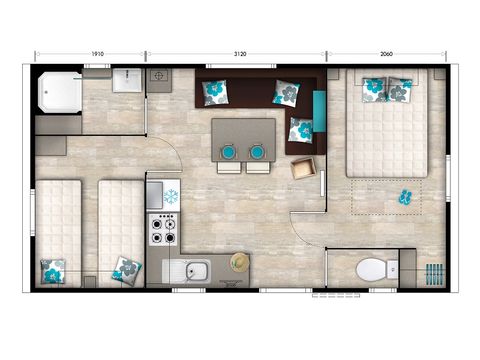 BUNGALOW 5 personnes - AUTHENTIQUE - TV - PLANCHA