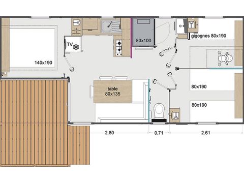 BUNGALOW 6 personnes - COTTAGE PREMIUM - Les Pins | 6 pers.