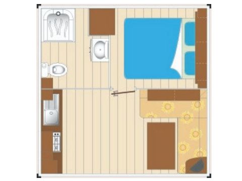 Mobilhome 4 personnes - Cocoon 1 chambre 16m²