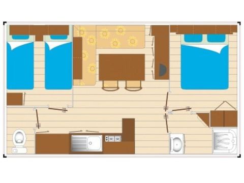 Mobilhome 4 personnes - Cocoon 2 chambres 23m²
