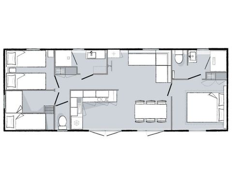Mobilhome 6 personnes - Premium 3 chambres 2 sdb 40m²