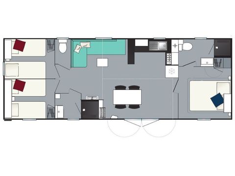 Mobilhome 6 personnes - Confort 6 personnes 3 chambres 2 sdb 37m²