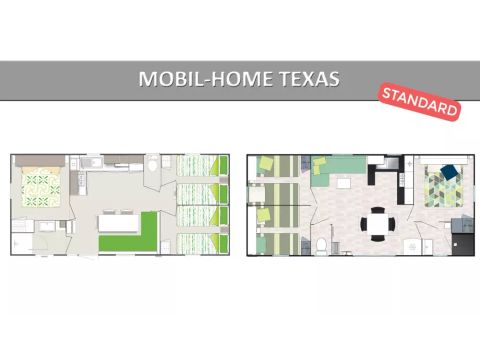 BUNGALOW 8 personnes - Texas Standard 4 Pièces 6/8 Personnes Climatisé + TV