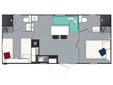 BUNGALOW 6 personnes - Evasion+ 6 personnes 2 chambres 2 sdb 31m²