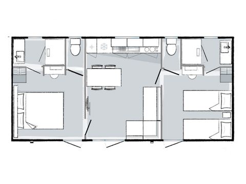 BUNGALOW 6 personnes - Mahana 6 personnes 2 chambres 2 sdb 33m²