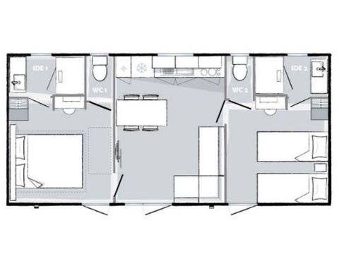 BUNGALOW 6 personnes - Evasion+ 6 personnes 2 chambres 2 sdb 33m²