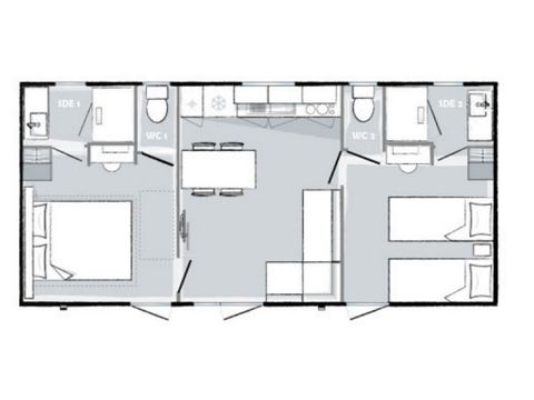 BUNGALOW 6 personnes - Evasion+ 6 personnes 2 chambres 2 sdb 33m²