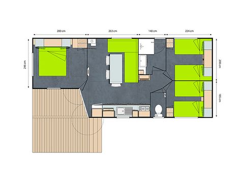 BUNGALOW 6 personnes - GRAND CONFORT 3ch