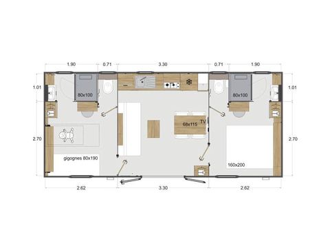 BUNGALOW 4 personnes - MH Premium 2ch 4 pers avec climatisation