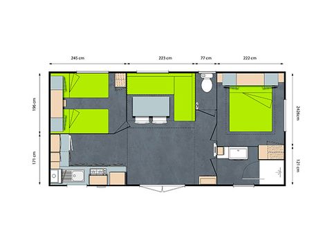 BUNGALOW 6 personnes - CONFORT 2ch