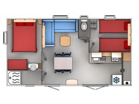 BUNGALOW 6 personnes - 2 chambres - TV + Clim