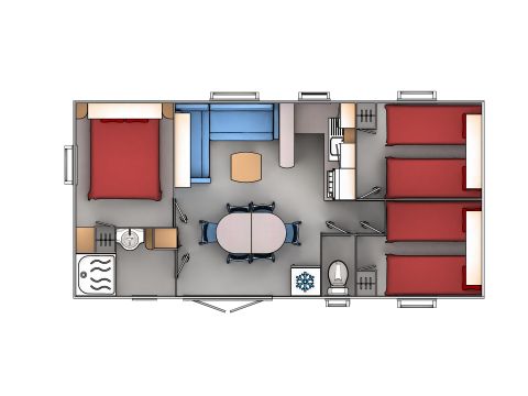 BUNGALOW 6 personnes - 3 chambres - TV + Clim