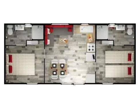Mobilhome 4 personnes - Duo Premium 3 Pièces 4 Personnes Jacuzzi + Climatisé + TV