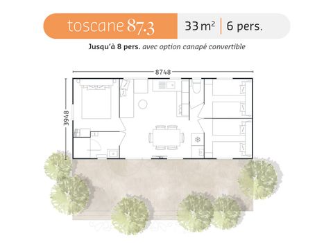 BUNGALOW 6 personnes - 3 chambres Rideau 33m²